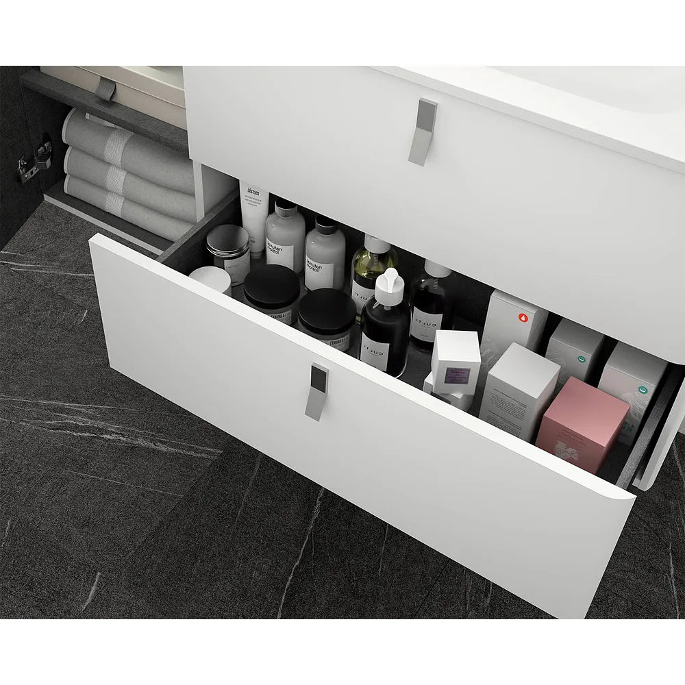Mueble de Baño con Patas Lavabo sobre Encimera Salgar Uniiq 120 cm Blanco Mate - Vista 2