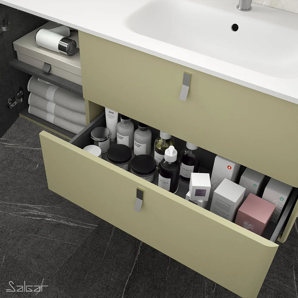 Mueble de Baño con Patas con Lavabo Salgar Uniiq 120 cm Verde Salvia - Vista 2