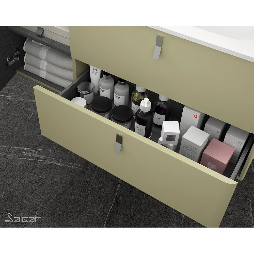 Mueble de Baño con Patas Lavabo sobre Encimera Salgar Uniiq 120 cm Verde Salvia - Vista 2