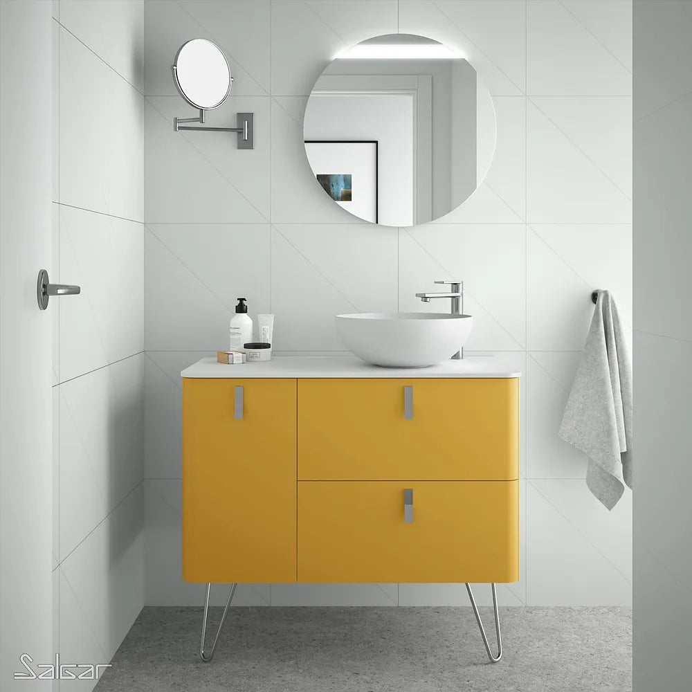 Mueble de Baño con Patas Lavabo sobre Encimera Salgar Uniiq 120 cm Amarillo Sol - Vista 1
