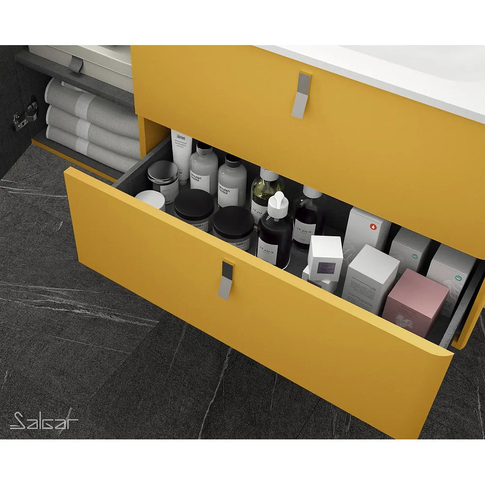 Mueble de Baño con Patas Lavabo sobre Encimera Salgar Uniiq 120 cm Amarillo Sol - Vista 2