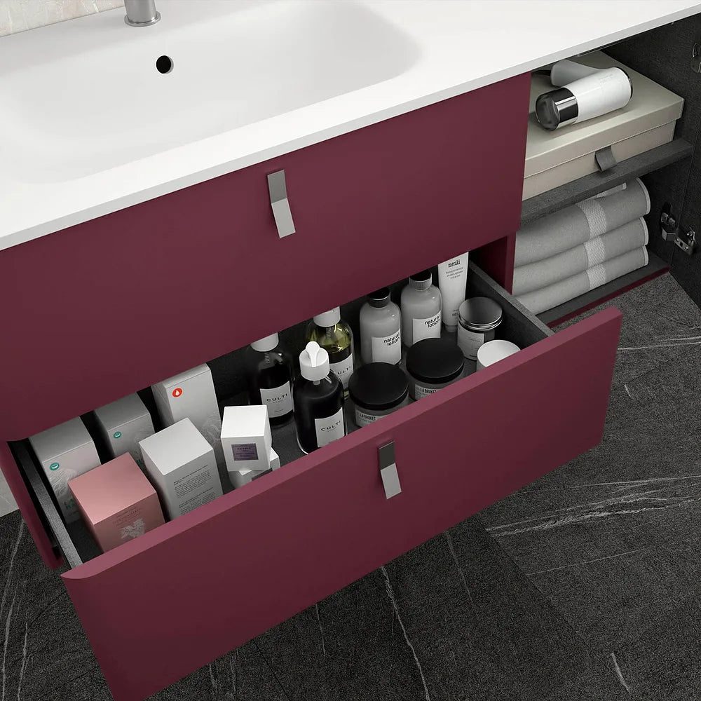 Mueble de Baño con Patas con Lavabo Salgar Uniiq 120 cm Granate - Vista 2