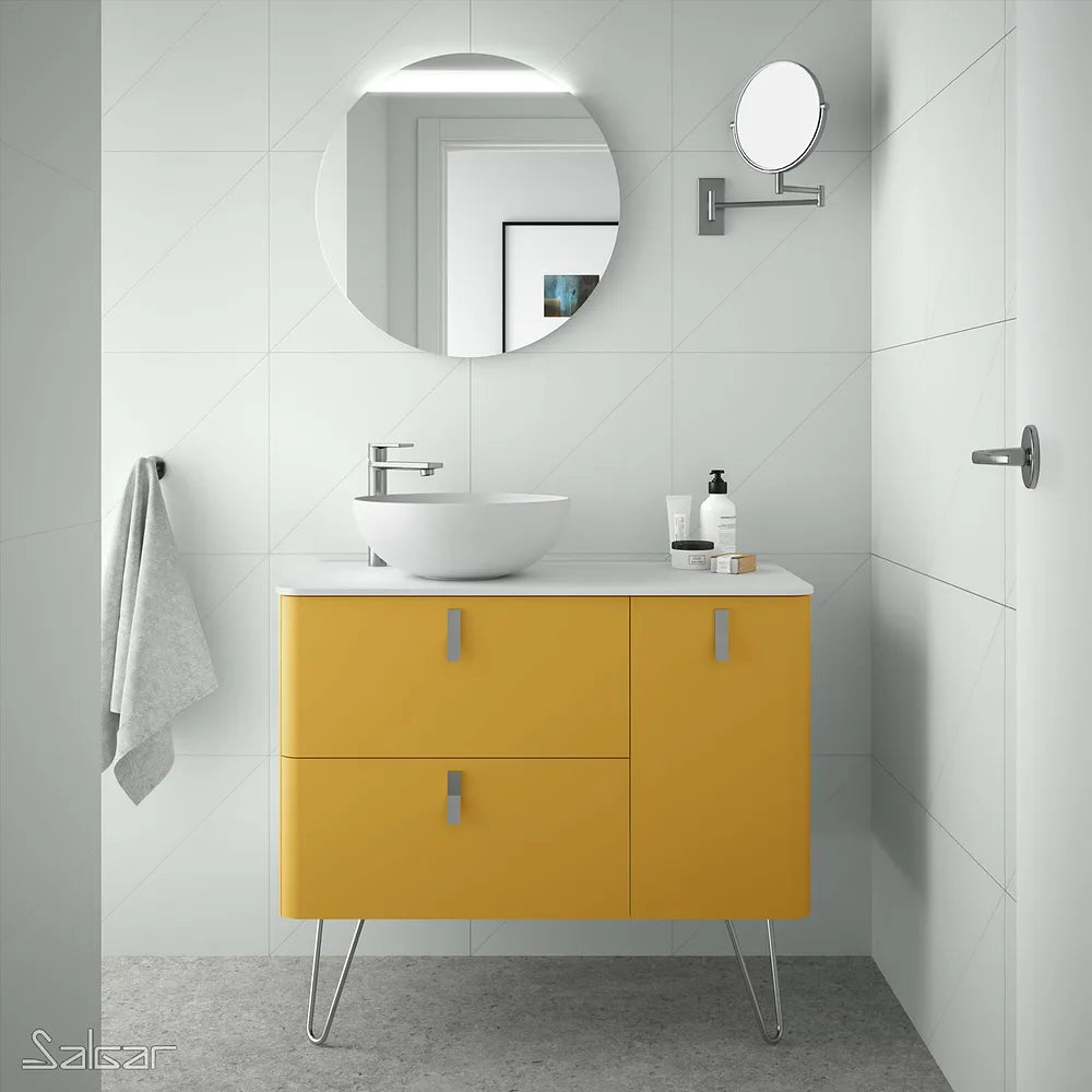 Mueble de Baño con Patas Lavabo sobre Encimera Salgar Uniiq 120 cm Amarillo Sol - Vista 1