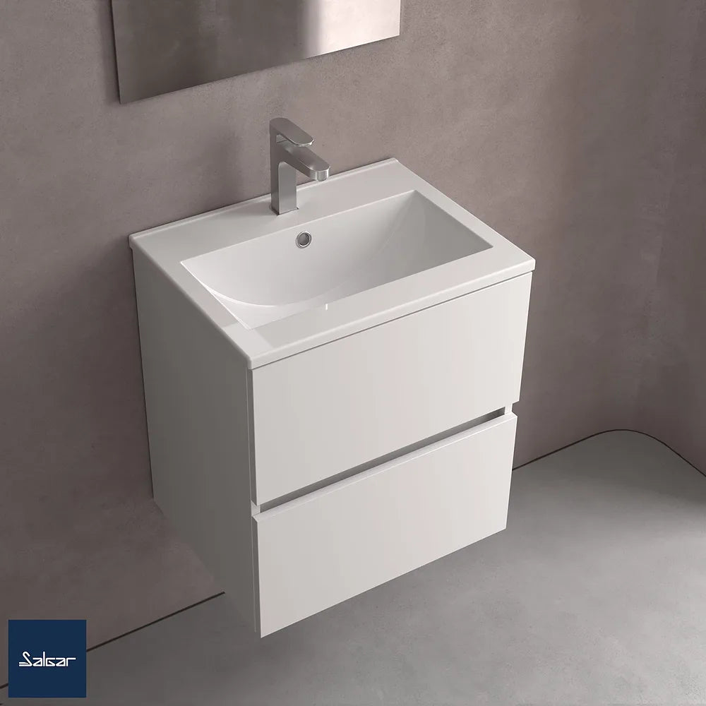 Mueble de Baño Suspendido con Lavabo y 2 Cajones Salgar Fussion Line Blanco Mate - Vista 1