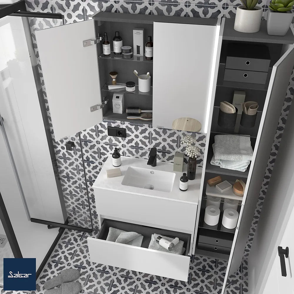 Mueble de Baño Suspendido con Lavabo y 2 Cajones Salgar Fussion Line Blanco Mate - Vista 3