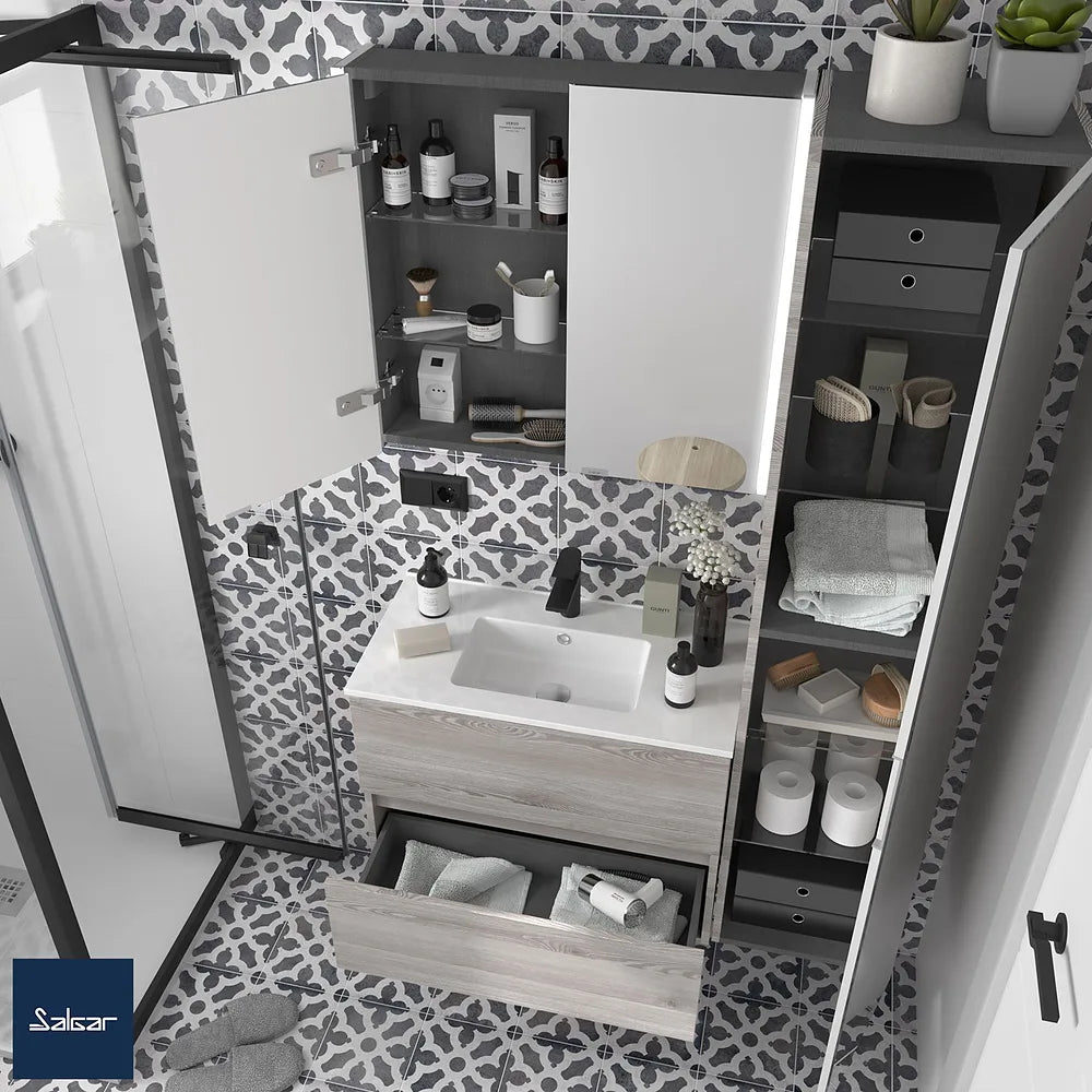Mueble de Baño Suspendido con Lavabo y 2 Cajones Salgar Fussion Line Pino Bahía - Vista 3