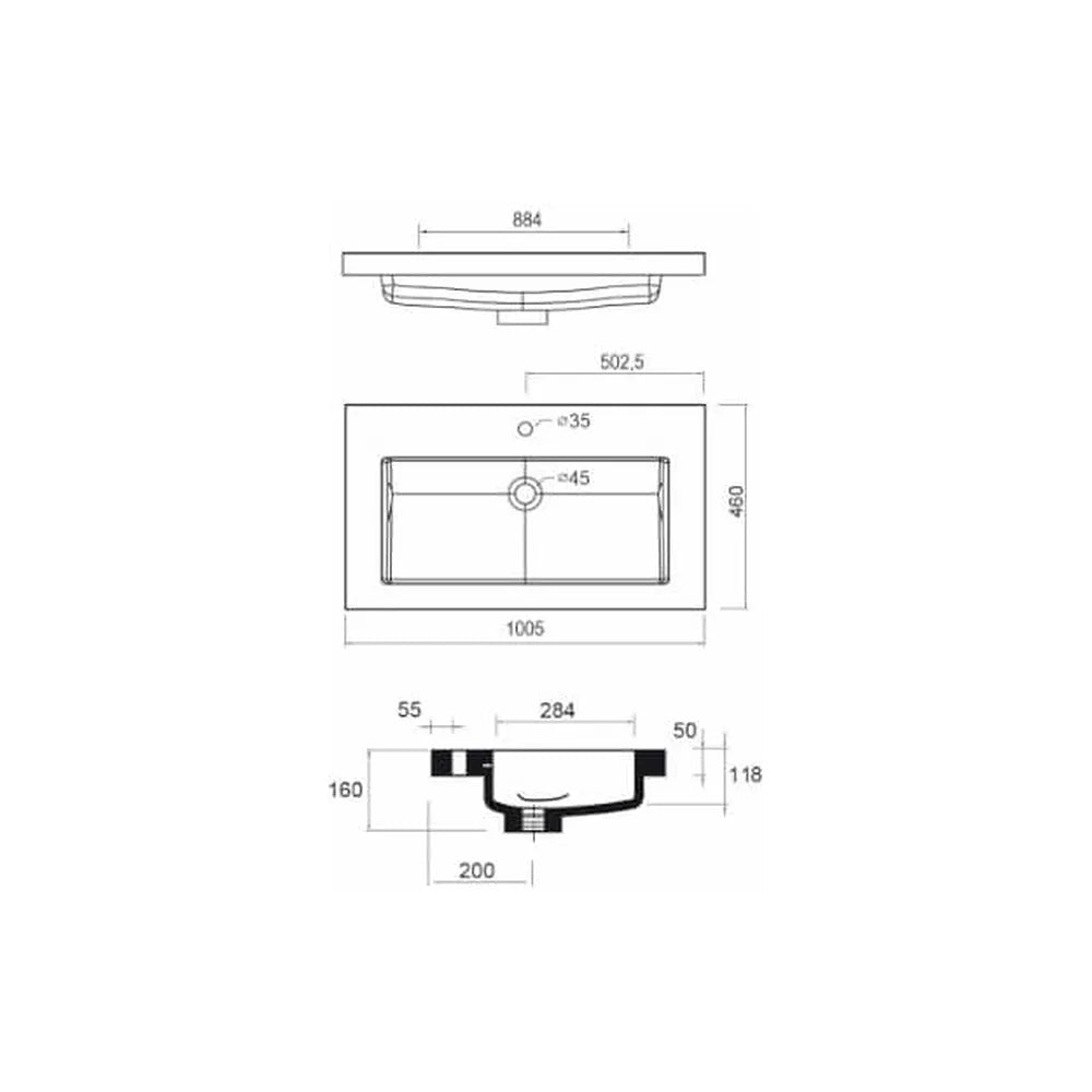 Mueble de Baño con Patas con Lavabo y 3 Cajones Salgar Spirit 100 cm - Vista 9