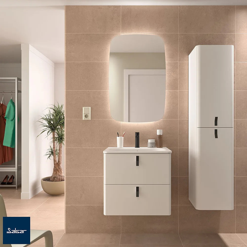 Mueble de Baño Suspendido con Lavabo y 2 Cajones Salgar Uniiq 60 cm Blanco Mate - Vista 1