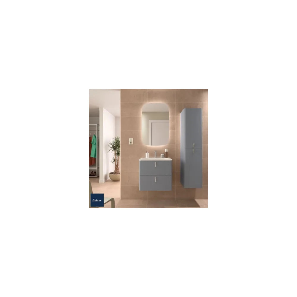 Mueble de Baño Suspendido con Lavabo y 2 Cajones Salgar Uniiq 60 cm Gris Humo - Vista 1