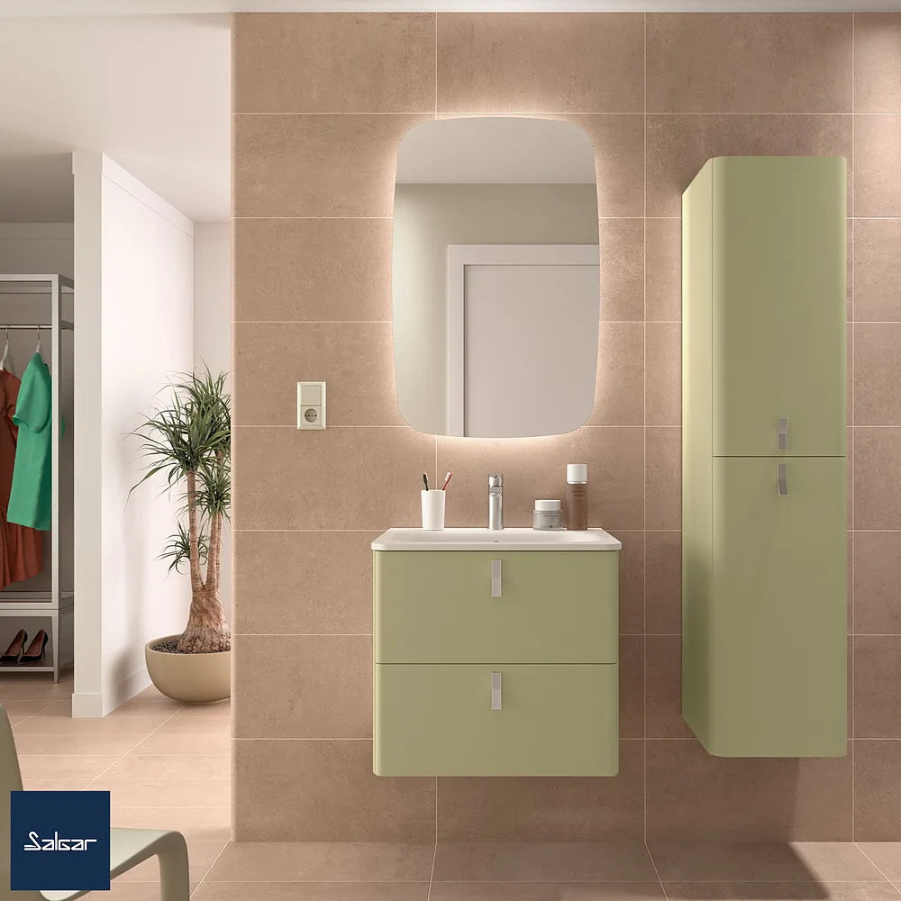 Mueble de Baño Suspendido con Lavabo y 2 Cajones Salgar Uniiq 60 cm Verde Salvia - Vista 1