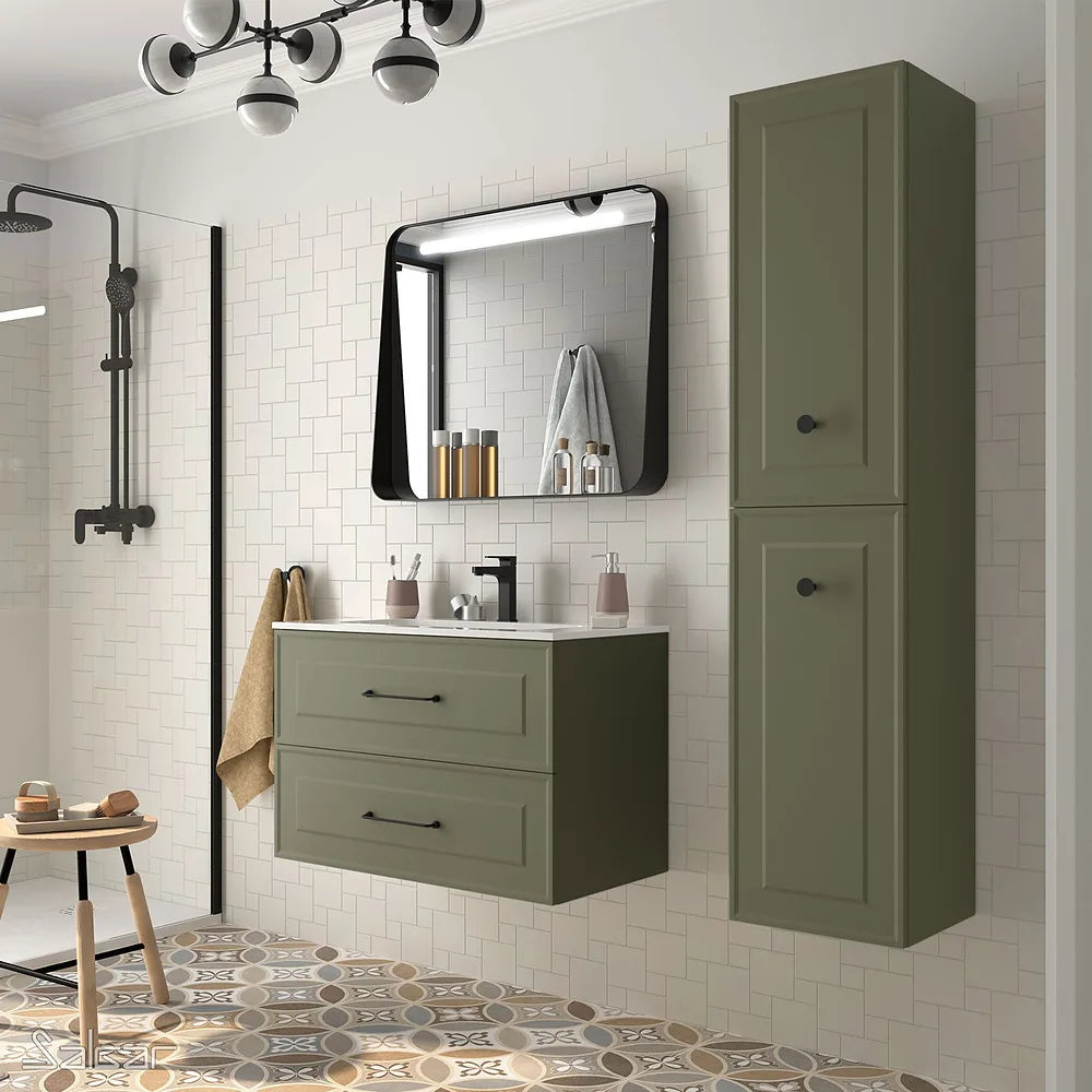 Mueble de Baño 2 Cajones Salgar Renoir 80 cm Verde Bosque - Vista 1