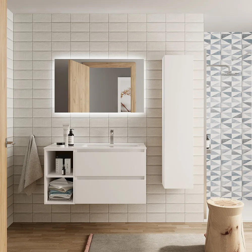 Mueble de Baño con Lavabo y 2 Cajones Salgar Bequia Blanco Mate - Vista 1