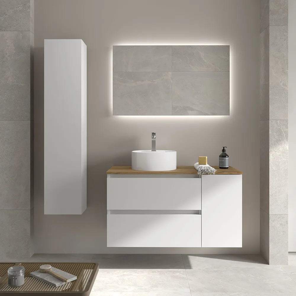 Mueble de Baño Lavabo sobre Encimera Salgar Bequia Plus 90 cm Blanco Mate - Vista 1