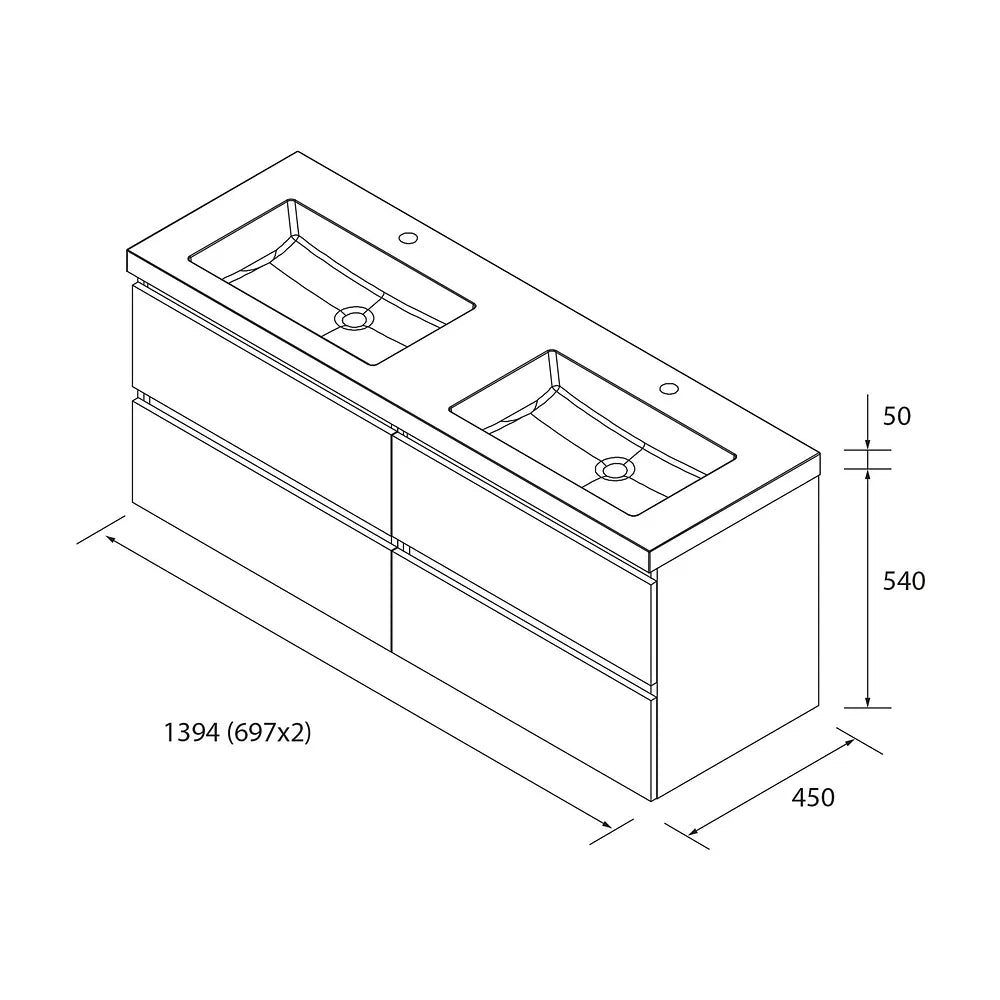 Mueble de Baño con Lavabo Salgar Bequia 140 cm - Vista 4