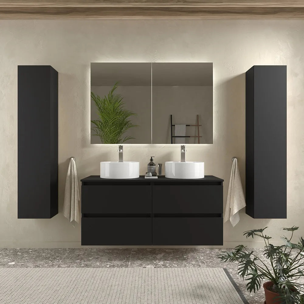 Mueble de Baño con Lavabo Salgar Bequia 140 cm Negro Mate - Vista 1