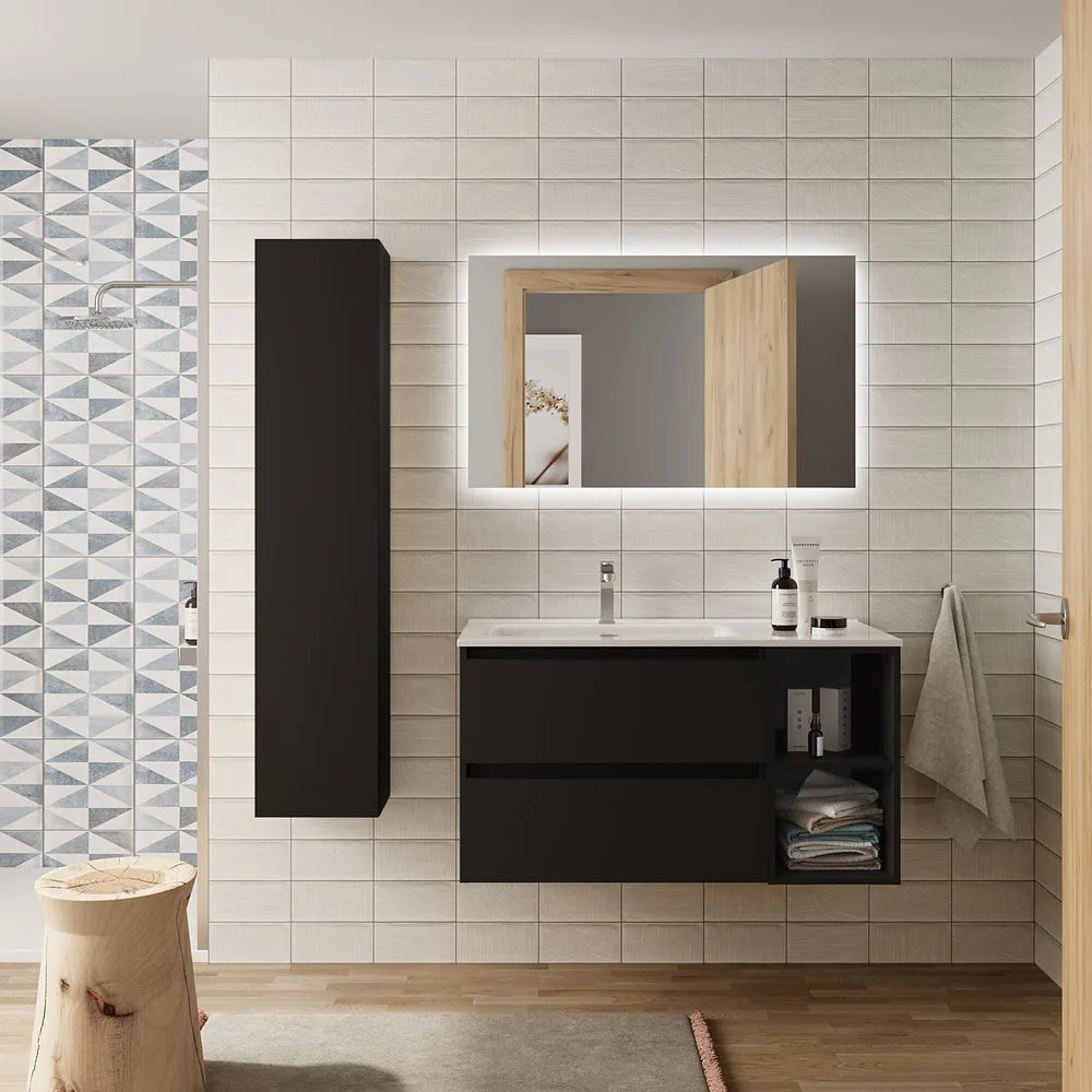 Mueble de Baño con Lavabo Salgar Bequia Plus 100 cm Negro Mate - Vista 1