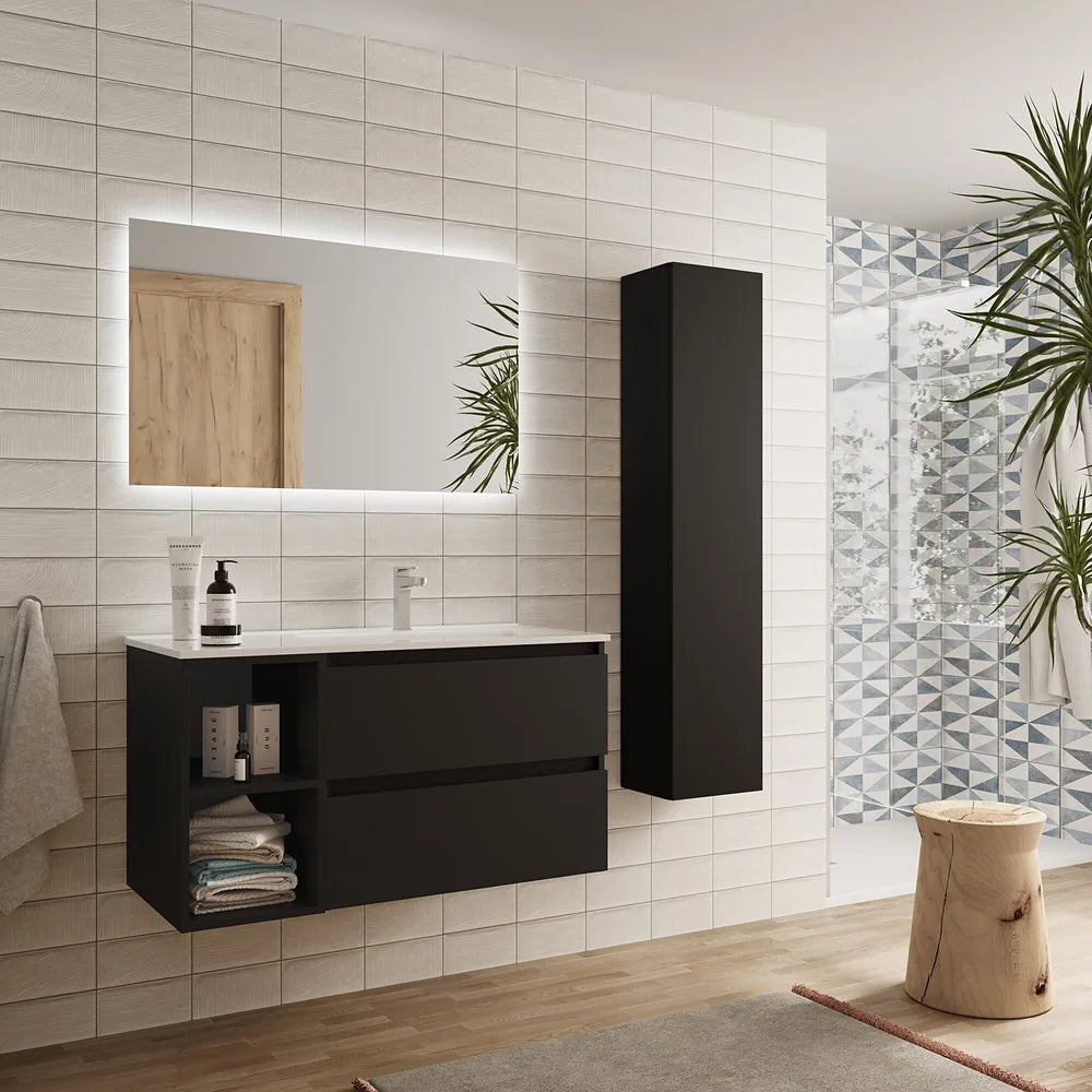Mueble de Baño con Lavabo Salgar Bequia Plus 100 cm Negro Mate - Vista 2