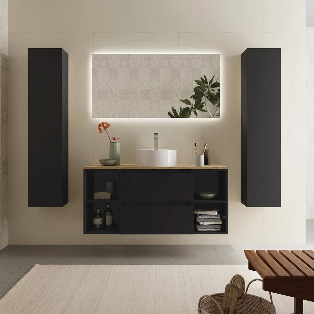 Mueble de Baño Lavabo sobre Encimera Salgar Bequia Plus 120 cm Negro Mate - Vista 1