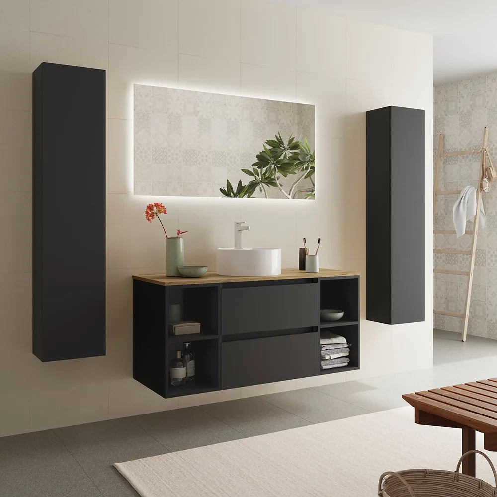 Mueble de Baño Lavabo sobre Encimera Salgar Bequia Plus 120 cm Negro Mate - Vista 2
