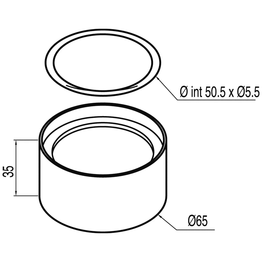 Separador de 35 mm para válvula de desagüe de lavabo con sobre encimera acabado cromado TRES 1