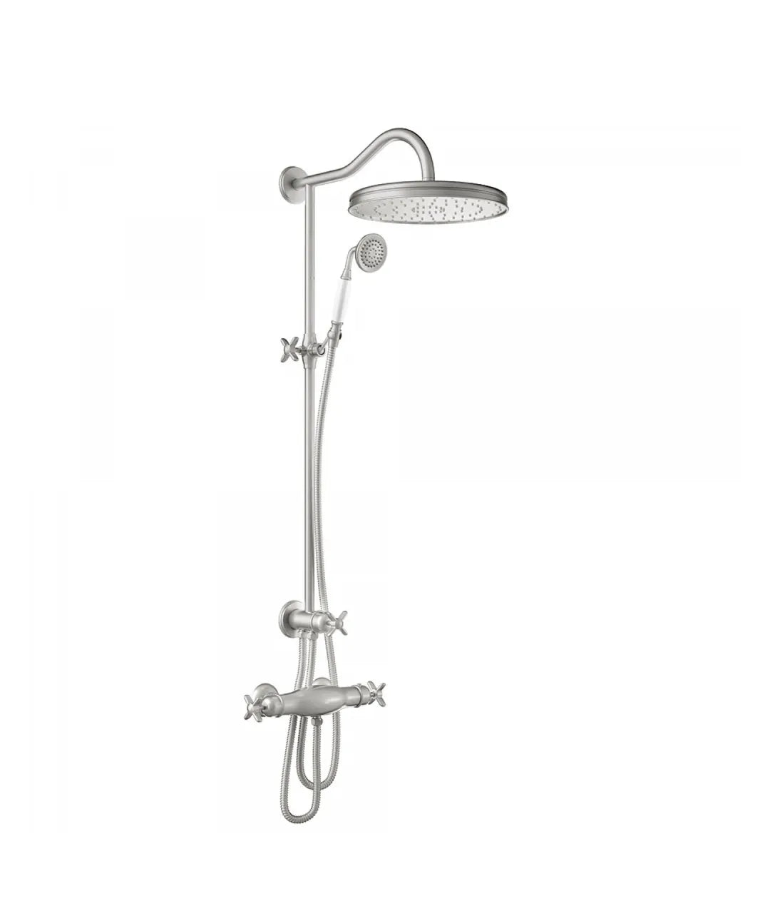 Set de ducha termostática con grifo monomando de latón con acabado en acero Eco Clasic TRES 0