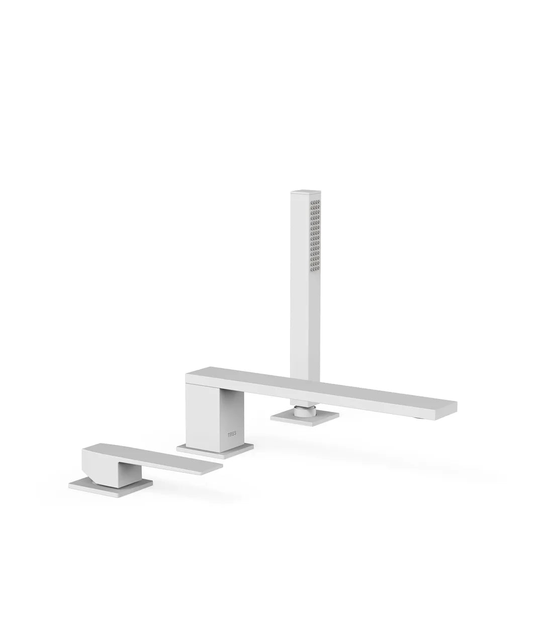 Set para bañera monomando y ducha manual con inversor integrado blanco mate Slim TRES 0