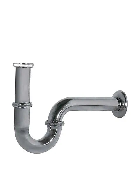 Sifón para lavabo con caño curvo articulado de latón con acabado cromado brillante TRES 0