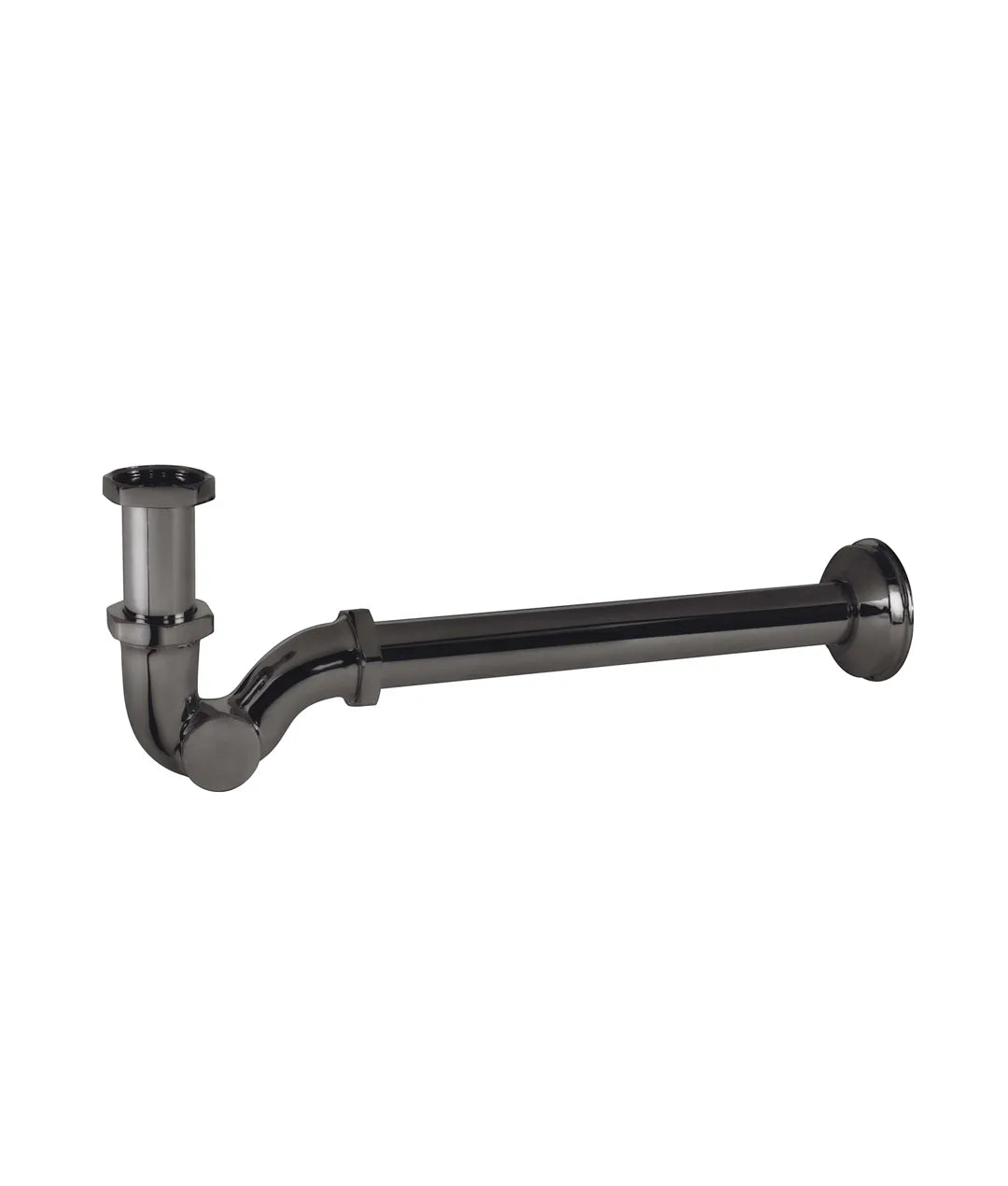 Sifón telescópico para lavabo con registro y acabado negro metalizado Tres 0