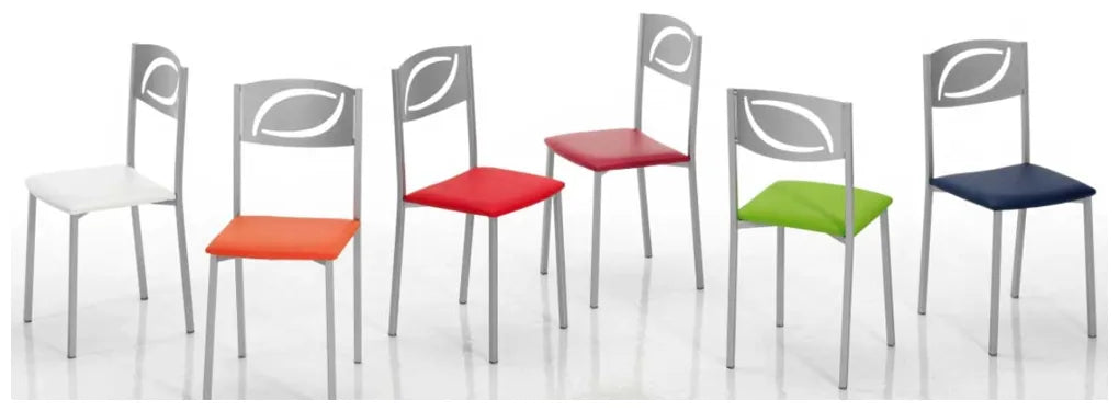 Silla aluminio tapizada en skay colores a elegir para comedor moderno Sara de Aquore 2