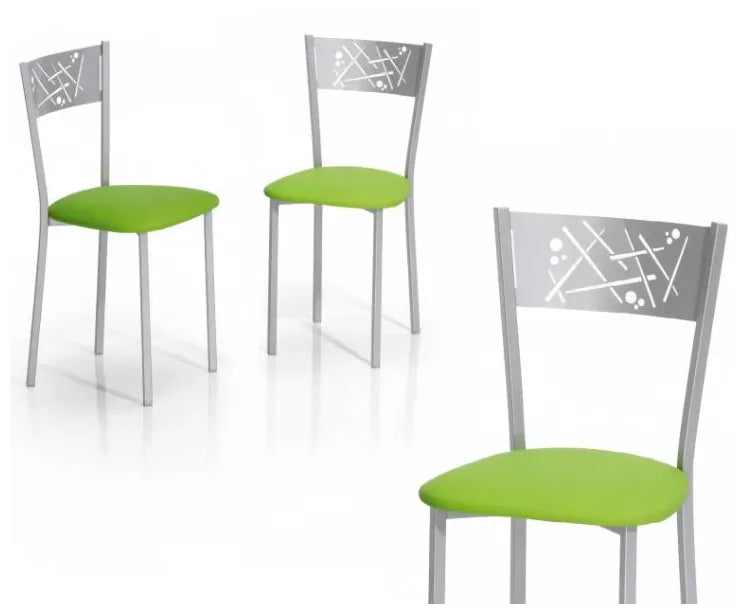 Silla de aluminio con asiento tapizado en skay con color a elección Katia de Aquore 1