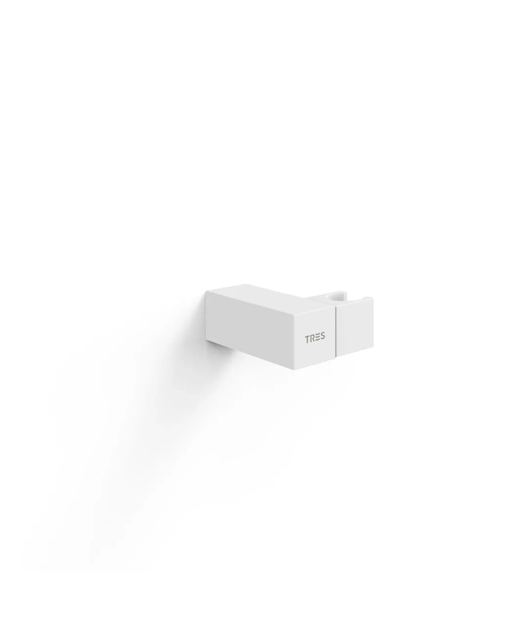Soporte orientable para ducha de mano cuadrado de latón con acabado blanco mate Complementos Tres 0