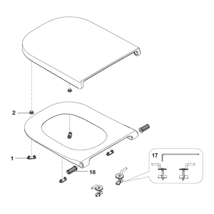 ROCA THE GAP SQUARE A80173000B Tapa y asiento con caída normal - MerkiMarket
