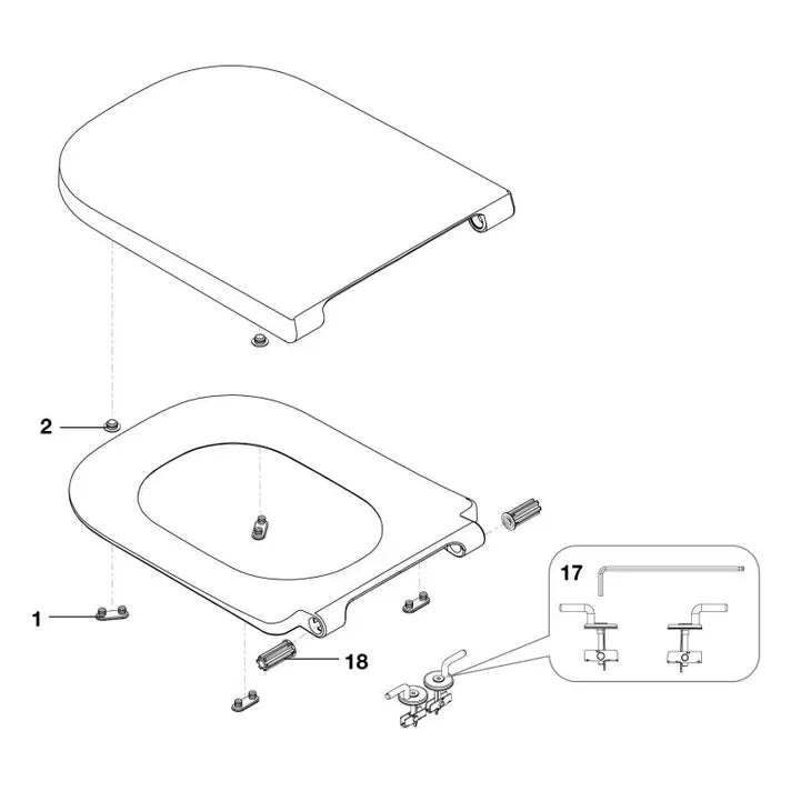 ROCA SQUARE A80147000B Tapa y asiento para indoro con caída normal - MerkiMarket