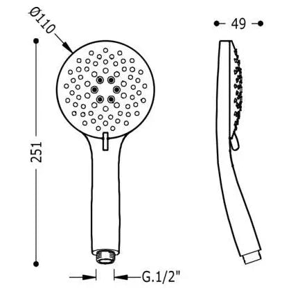 Teleducha de 5 posiciones con rociador de 11 cm de diámetro, fabricada en ABS con acabado cromado Tres 2