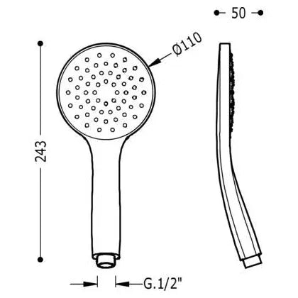 Teleducha de forma redonda con sistema antical fabricada de ABS y acabado cromado TRES 1