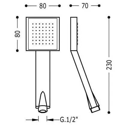 Teleducha para baño cuadrada en plástico cromado Loft TRES 1