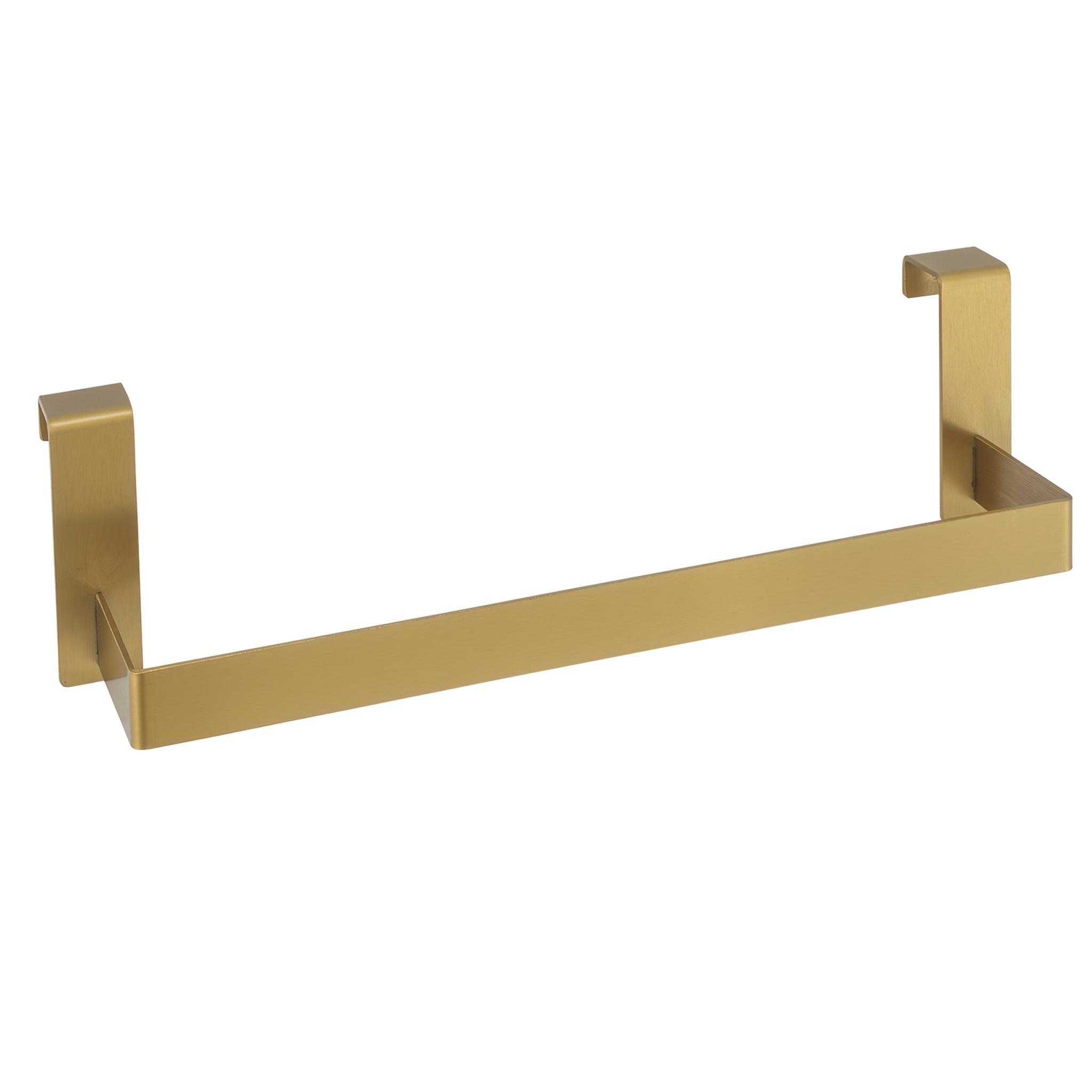 Toallero de colgar con diseño cuadrado y acabado en oro mate con protección PVD para baño de Valaz 0