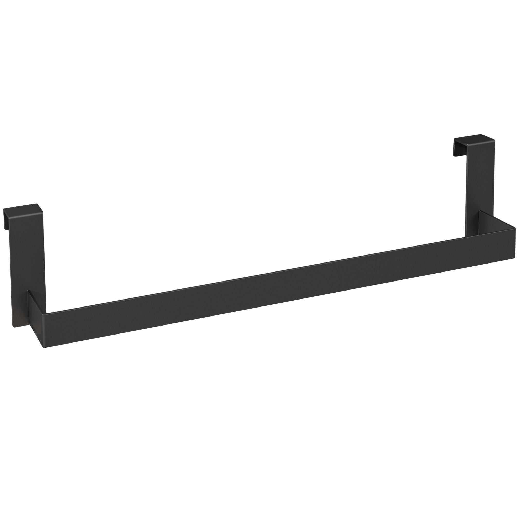 Toallero de diseño cuadrado con acabado negro mate de metal con instalacion de colgar de Valaz 0