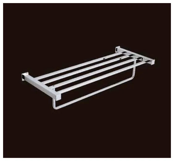 Toallero de pared con repisa cuadrada de latón cromado KING de Aquore 0