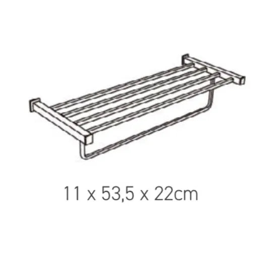 Toallero de pared con repisa cuadrada de latón cromado KING de Aquore 1