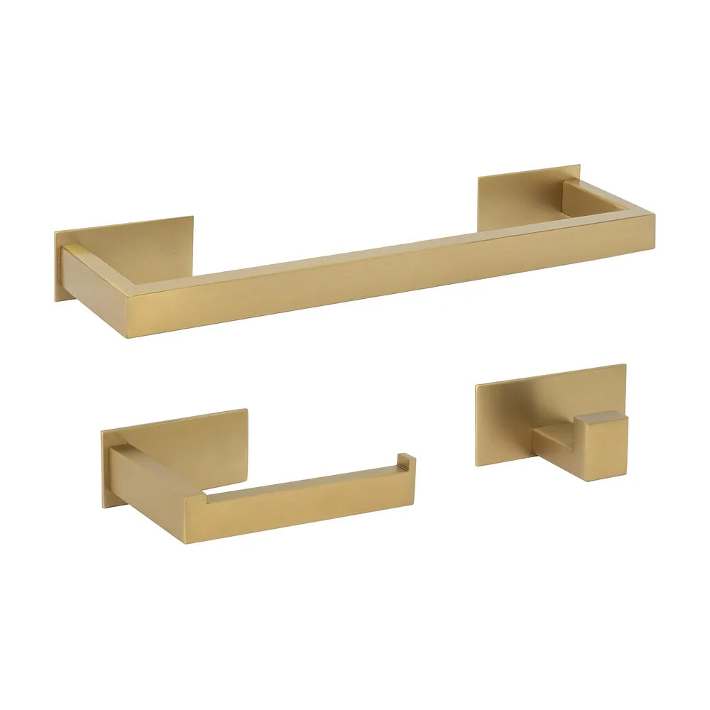 Accesorios de baño adhesivos oro mate con protección PVD sin taladrar toallero 40 cm Portarrollos percha Valaz Valaz