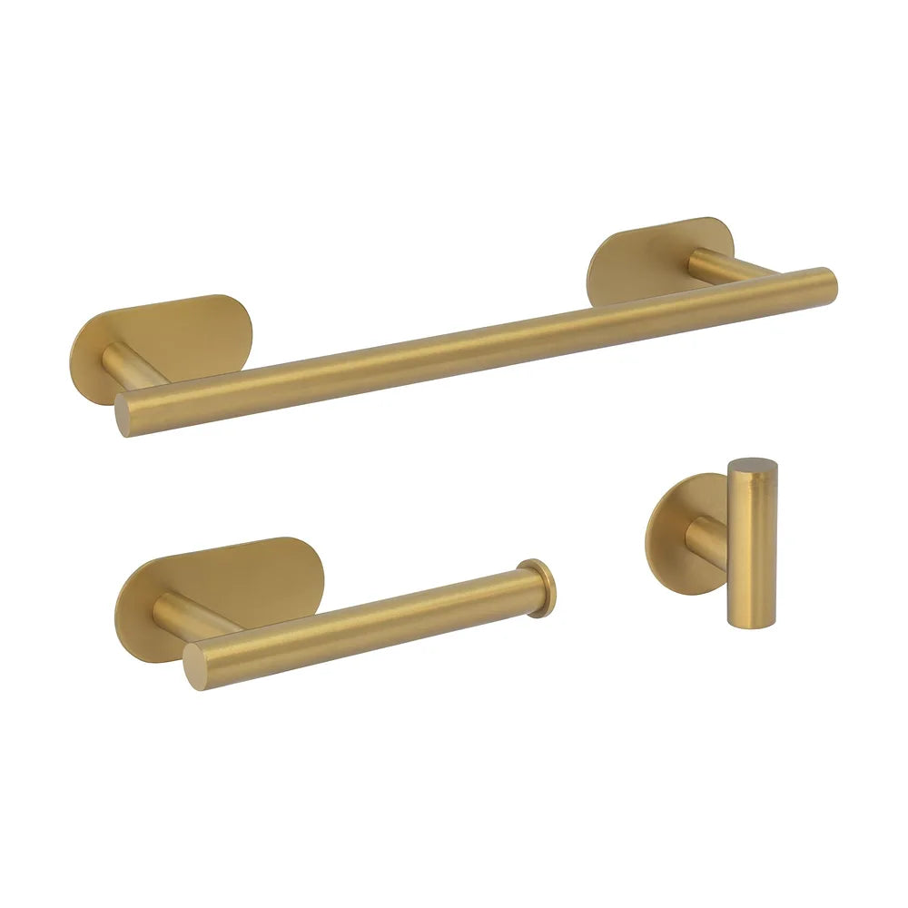Accesorios de baño adhesivos sin taladro oro mate PVD toallero 40 cm Portarrollos percha Valaz Valaz