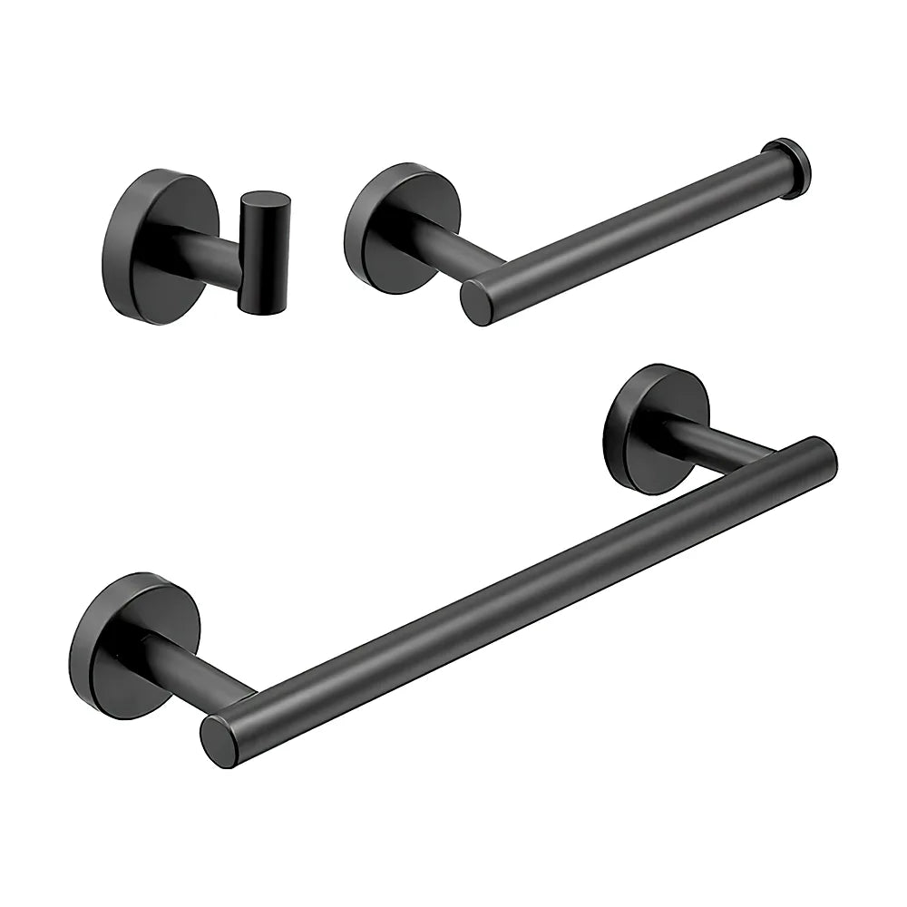 Accesorios de baño negro mate toallero 40 cm portarrollos y 2 perchas 2Perchas de Valaz Valaz