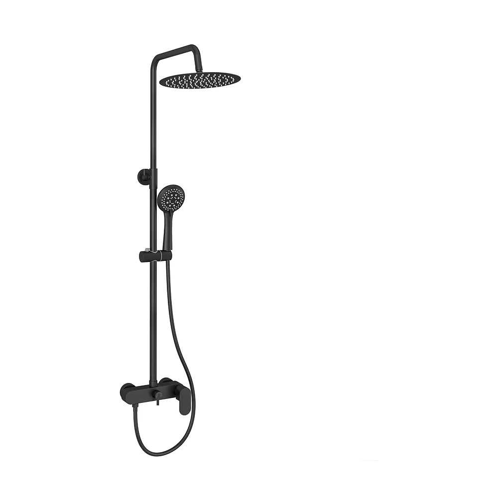 Barra de ducha monomando redonda ajustable hasta 150 cm negro mate 25 cm Viar de Valaz Valaz