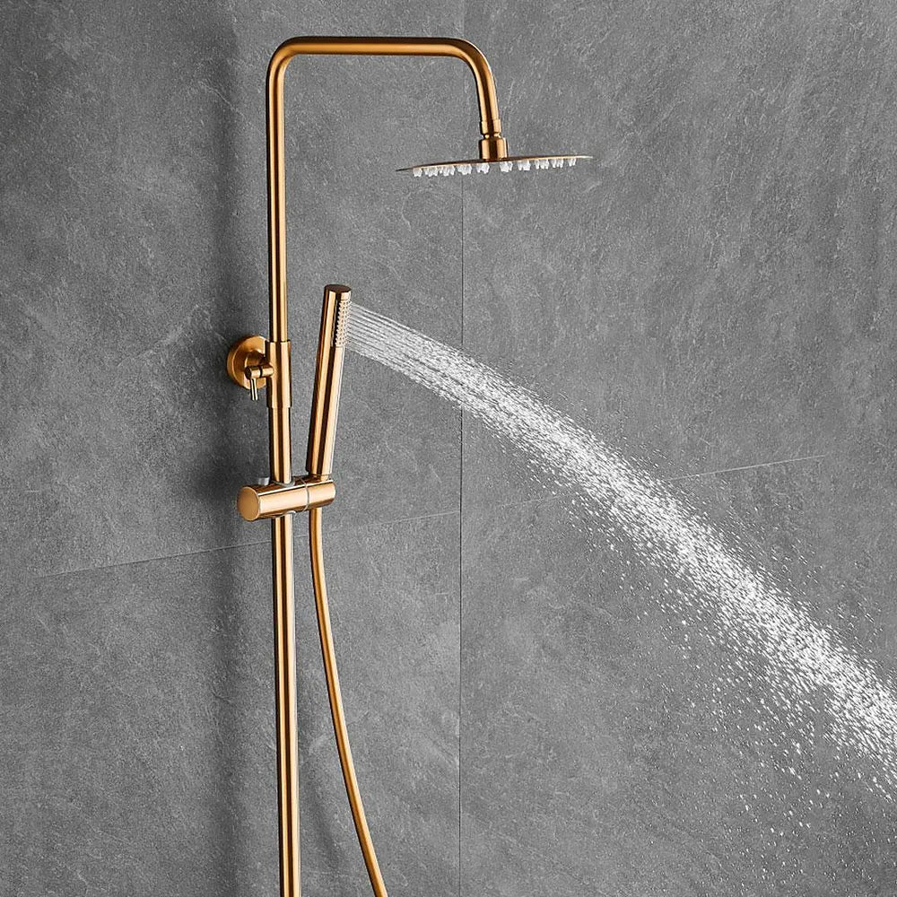 Plano o detalle técnico de Barra de ducha termostática redonda dorado cepillado Birim de Valaz (vista 4)