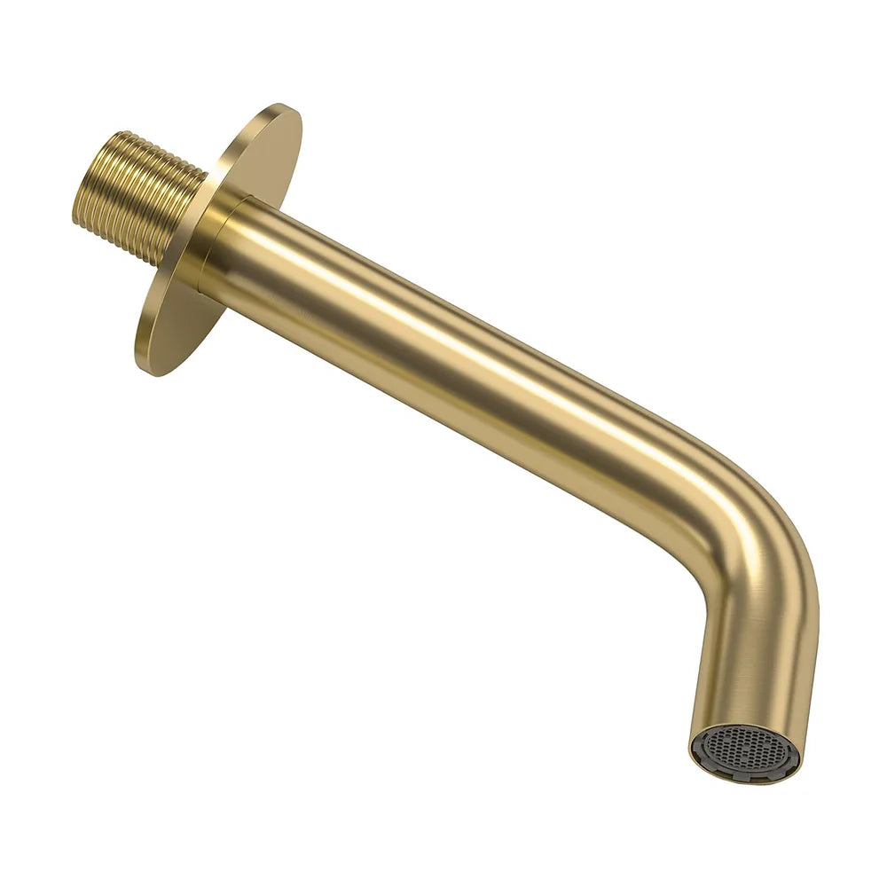 Caño redondo empotrado 15 cm oro mate con protección PVD para lavabo de Valaz Valaz