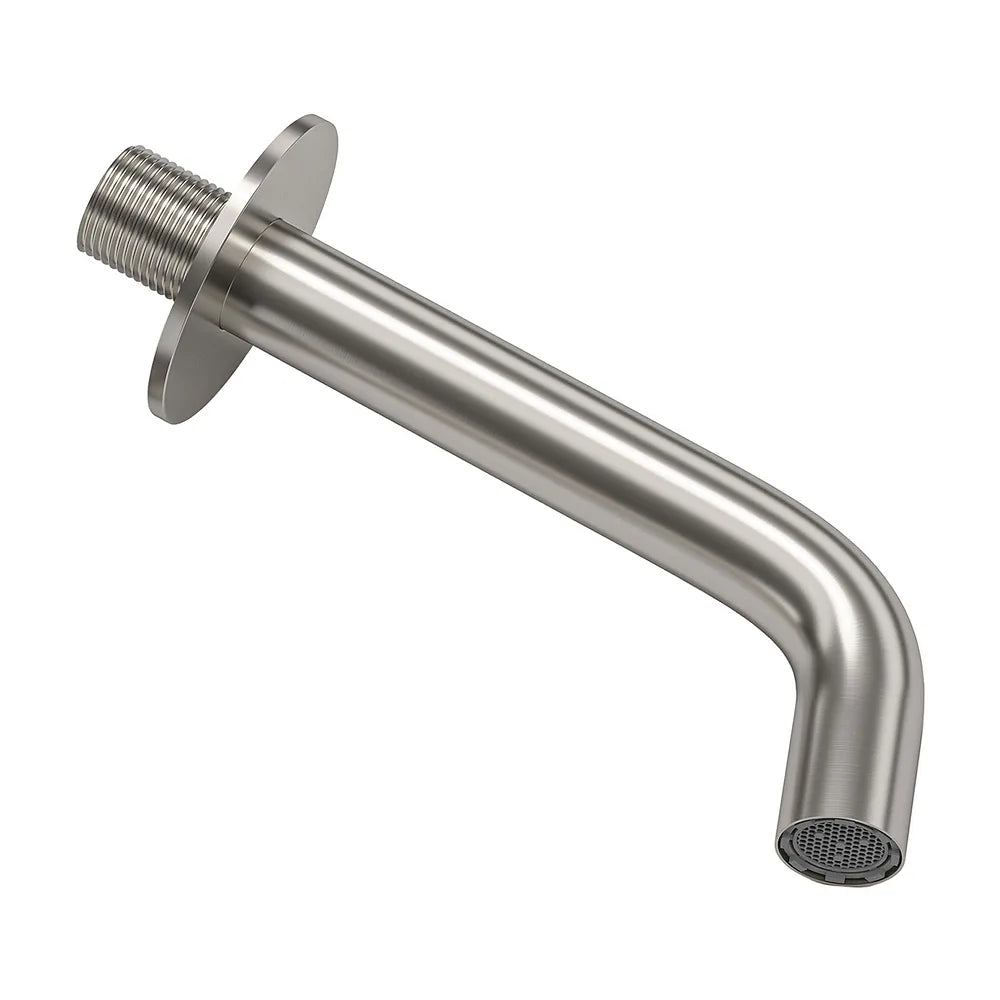 Caño redondo empotrado 21 cm acero cepillado para lavabo de Valaz Valaz