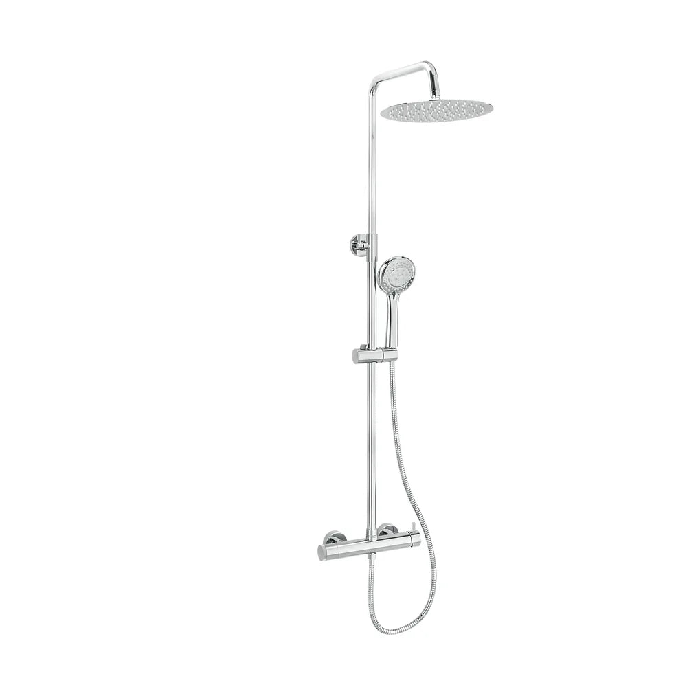 Columna de ducha monomando diseño redondo cromado altura 80 a 120 cm Jabalón de Valaz Valaz