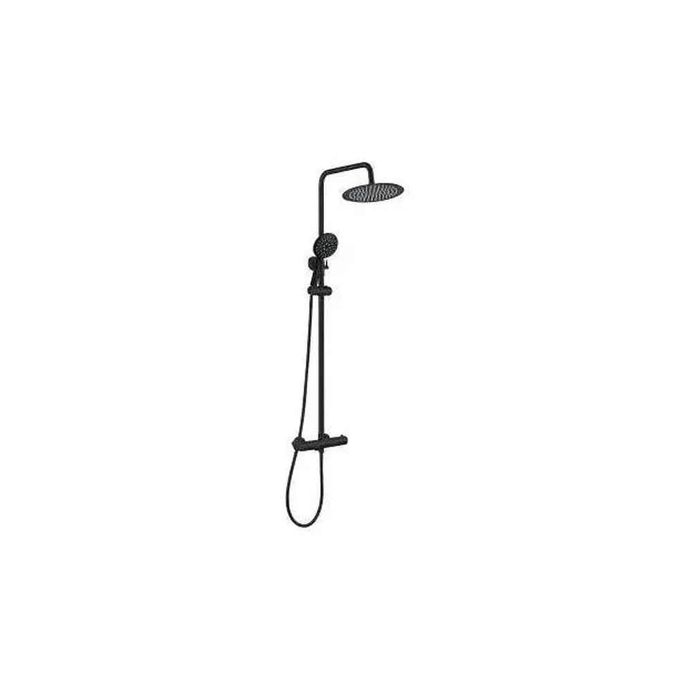 Columna de ducha termostática con grifo para bañera y rociador con alcachofa en negro mate Ebro de Valaz Valaz