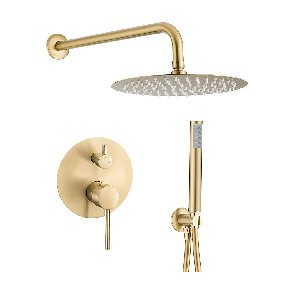 Ducha empotrada redonda a pared oro mate protección PVD 20 cm Jucar de Valaz Valaz
